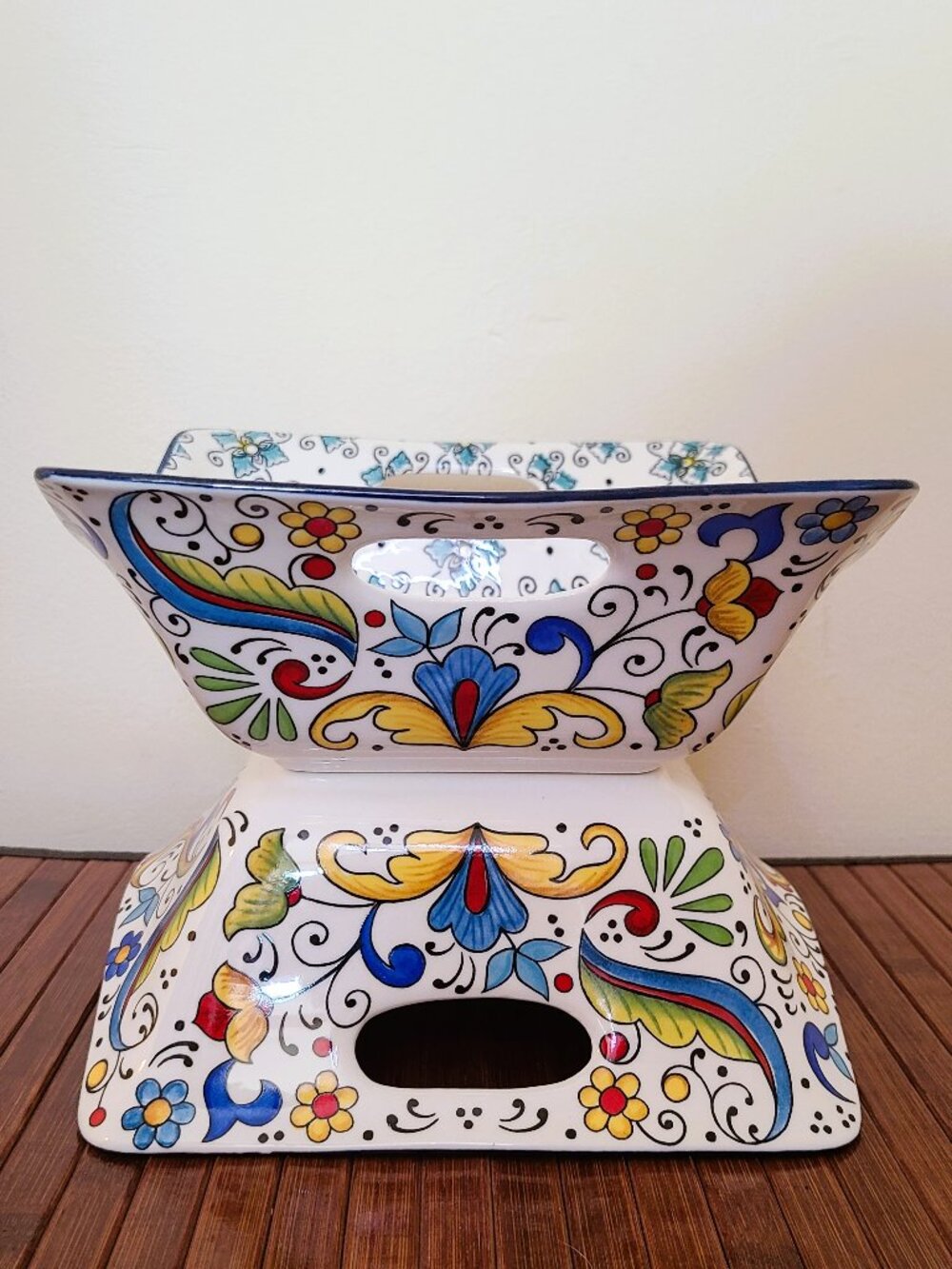 Certified International Square Porcelain Bowl with Cut-Out Handles - Set of Two